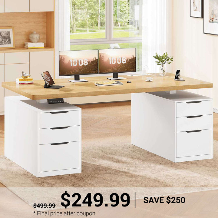 SEDETA 55 Inch Electric Standing Desk with 6 Drawers Adjustable Stand up Desk with Storage Computer Desks with Power Outlets