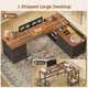 SEDETA 70.9 Inch Vintage L Shaped Computer Desk Reversible 105 Inch Long Executive Desk with Drawers Storage Cabinet Shelves Printer Stand Power Outlet