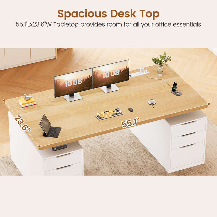 SEDETA 55 Inch Electric Standing Desk with 6 Drawers Adjustable Stand up Desk with Storage Computer Desks with Power Outlets