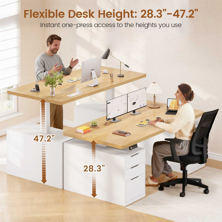 SEDETA 55 Inch Electric Standing Desk with 6 Drawers Adjustable Stand up Desk with Storage Computer Desks with Power Outlets