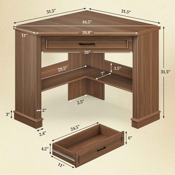 SEDETA 31.5 Inch Corner Desk Farmhouse Computer Desk with Storage Drawer Shelves for Small Space