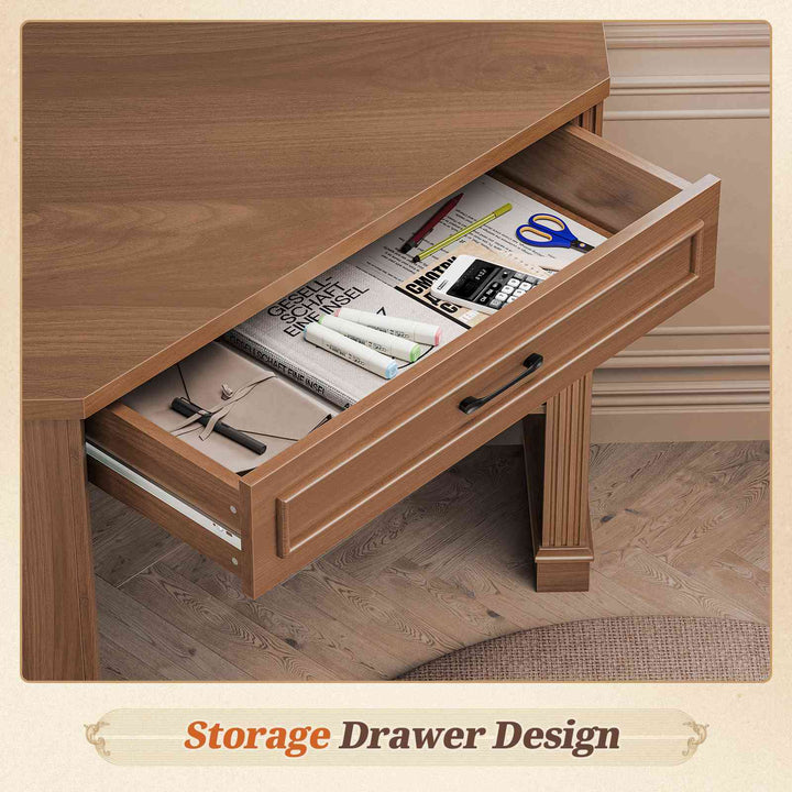 SEDETA 31.5 Inch Corner Desk Farmhouse Computer Desk with Storage Drawer Shelves for Small Space