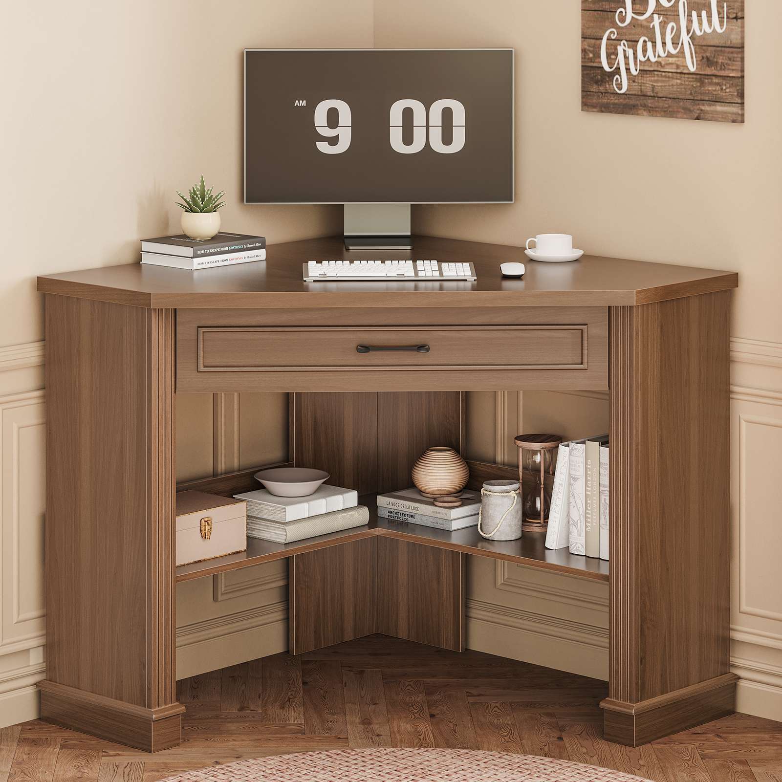 SEDETA 31.5 Inch Corner Desk Farmhouse Computer Desk with Storage Draw