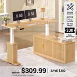 SEDETA® 55 Inch L Shaped Standing Desk Fluted Computer Desks Electric Height Adjustable with Storage Drawers Power Outlets Modern Light Luxury