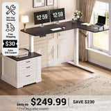 SEDETA 70.9 Inch Farmhouse L Shaped Electric Standing Desk Height Adjustable Office Executive Computer Desk with 3 Storage Drawers Power Outlet