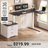 SEDETA® 70.9 Inch L Shaped Electric Standing Computer Desk Farmhouse Height Adjustable Office Executive Desk with 3 Drawers Power Outlet