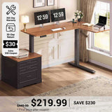 SEDETA® 70.9 Inch L Shaped Electric Standing Computer Desk Farmhouse Height Adjustable Office Executive Desk with 3 Drawers Power Outlet