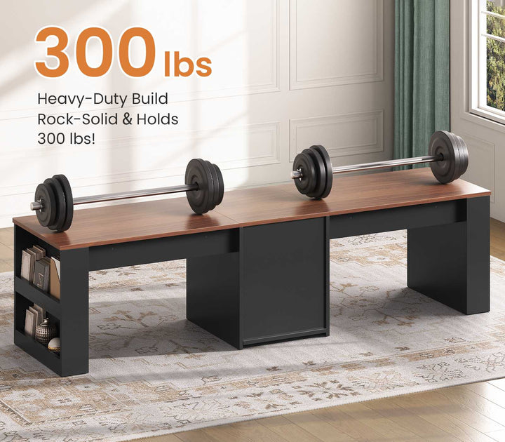 SEDETA® 90.5 Inch Two Person Computer Desk Long Office Desk Writing Desk with Two Drawers Storage Shelves for Home Office