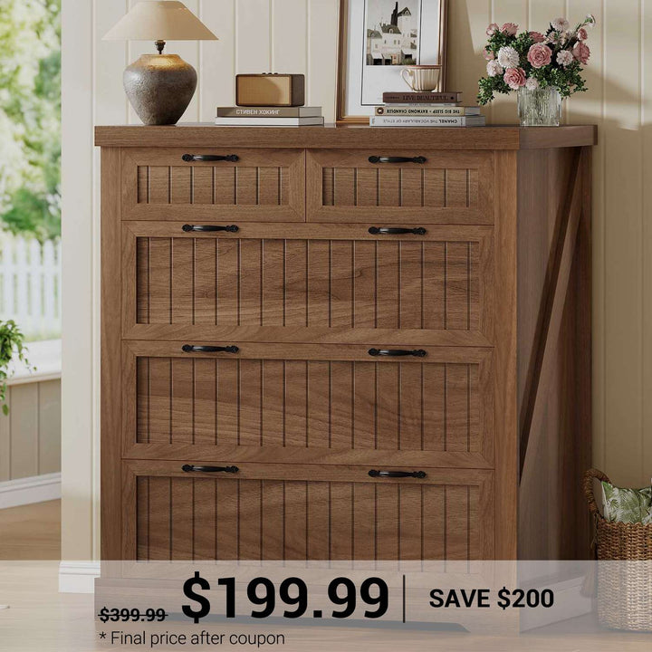 SEDETA | 33.5 Inch Lateral File Cabinets with Printer Stand Farmhouse Wood Home Office File Cabinets with 5 Drawers for Letter/Legal/A4 Size