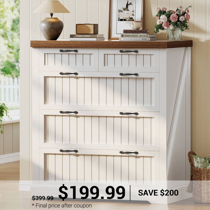 SEDETA | 33.5 Inch Lateral File Cabinets with Printer Stand Farmhouse Wood Home Office File Cabinets with 5 Drawers for Letter/Legal/A4 Size