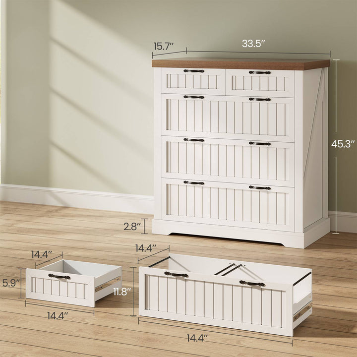 SEDETA | 33.5 Inch Lateral File Cabinets with Printer Stand Farmhouse Wood Home Office File Cabinets with 5 Drawers for Letter/Legal/A4 Size