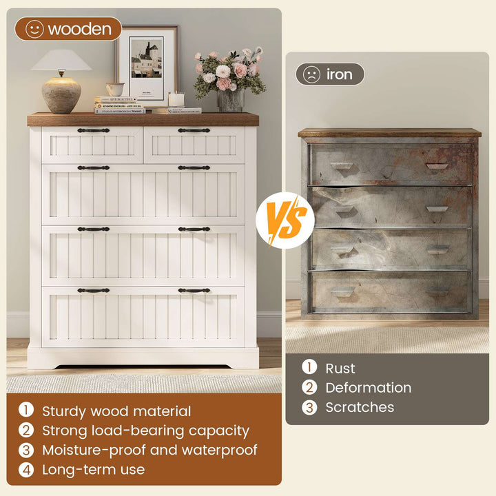 SEDETA | 33.5 Inch Lateral File Cabinets with Printer Stand Farmhouse Wood Home Office File Cabinets with 5 Drawers for Letter/Legal/A4 Size