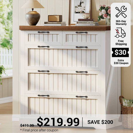 SEDETA 33.5 Inch Farmhouse Lateral File Cabinet with 5 Drawers Printer Stand Wood Home Office Filing Cabinet for Letter/Legal/A4 Size