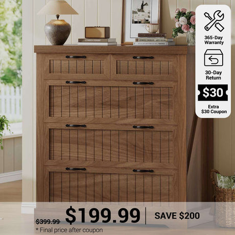 SEDETA® 33.5 Inch Farmhouse Wood Office File Cabinets with 5 Drawers Printer Stand Lateral Filing Cabinet for Letter/Legal/A4 Size File Cabinet