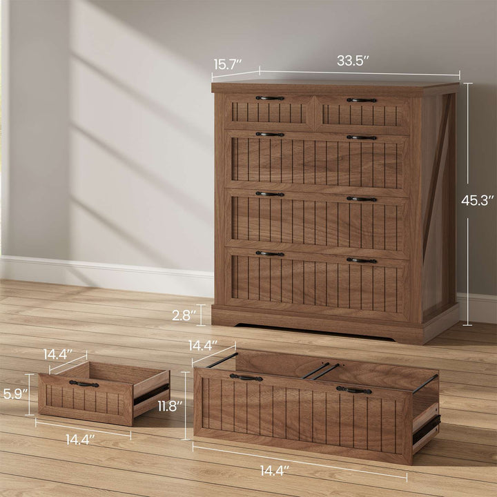 SEDETA | 33.5 Inch Lateral File Cabinets with Printer Stand Farmhouse Wood Home Office File Cabinets with 5 Drawers for Letter/Legal/A4 Size