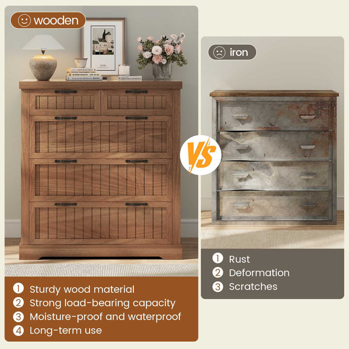 SEDETA | 33.5 Inch Lateral File Cabinets with Printer Stand Farmhouse Wood Home Office File Cabinets with 5 Drawers for Letter/Legal/A4 Size