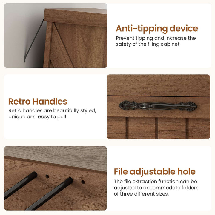 SEDETA | 33.5 Inch Lateral File Cabinets with Printer Stand Farmhouse Wood Home Office File Cabinets with 5 Drawers for Letter/Legal/A4 Size