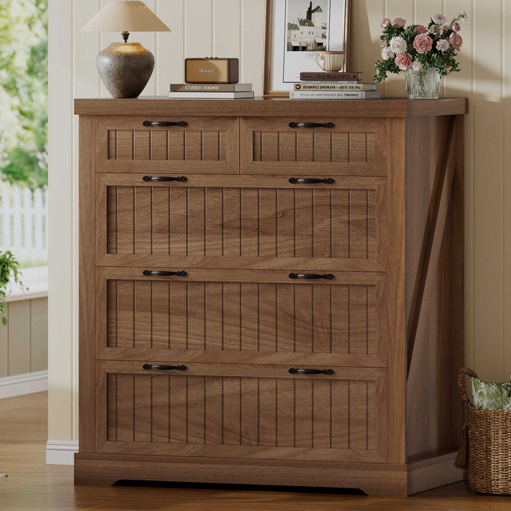 SEDETA | 33.5 Inch Lateral File Cabinets with Printer Stand Farmhouse Wood Home Office File Cabinets with 5 Drawers for Letter/Legal/A4 Size