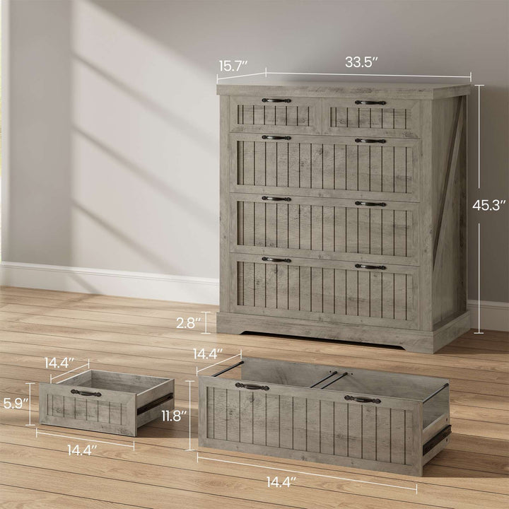 SEDETA | 33.5 Inch Lateral File Cabinets with Printer Stand Farmhouse Wood Home Office File Cabinets with 5 Drawers for Letter/Legal/A4 Size