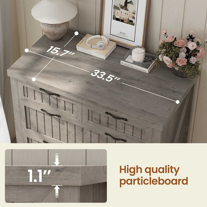 SEDETA | 33.5 Inch Lateral File Cabinets with Printer Stand Farmhouse Wood Home Office File Cabinets with 5 Drawers for Letter/Legal/A4 Size