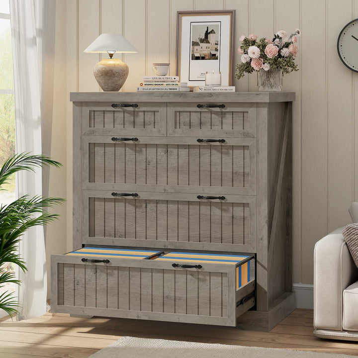 SEDETA | 33.5 Inch Lateral File Cabinets with Printer Stand Farmhouse Wood Home Office File Cabinets with 5 Drawers for Letter/Legal/A4 Size