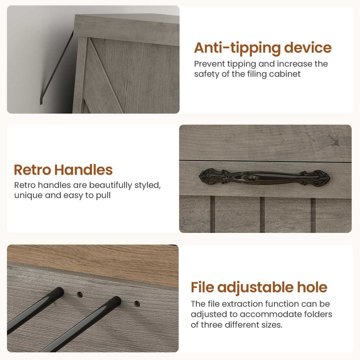 SEDETA | 33.5 Inch Lateral File Cabinets with Printer Stand Farmhouse Wood Home Office File Cabinets with 5 Drawers for Letter/Legal/A4 Size