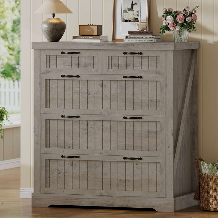 SEDETA | 33.5 Inch Lateral File Cabinets with Printer Stand Farmhouse Wood Home Office File Cabinets with 5 Drawers for Letter/Legal/A4 Size