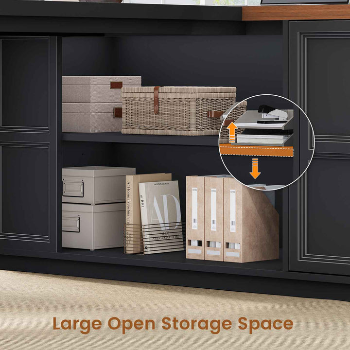 SEDETA® 78.7 Inch Corner Computer Desk L Shaped Executive Desk Modern Large Home Office Desk with Power Outlet CPU Stand Storage Cabinet 3 Drawers