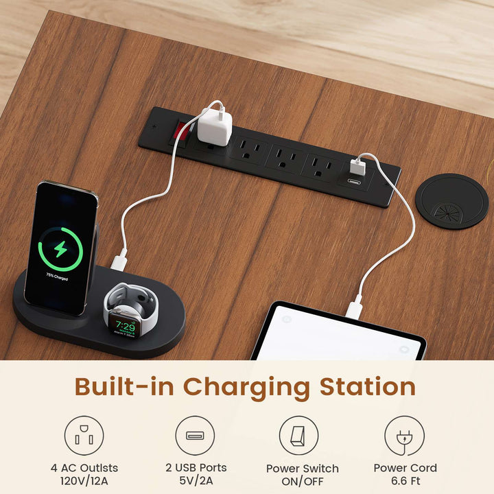 SEDETA® 78.7 Inch Corner Computer Desk L Shaped Executive Desk Modern Large Home Office Desk with Power Outlet CPU Stand Storage Cabinet 3 Drawers