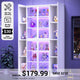 SEDETA® 70.9 Inch Bookcase with LED Lights Acrylic Transparent Display Cabinet with Glass Doors Curio Cabinet Adjustable Shelves
