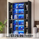 SEDETA® 70.9 Inch Bookcase with LED Lights Acrylic Transparent Display Cabinet with Glass Doors Curio Cabinet Adjustable Shelves