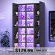 SEDETA® 70.9 Inch Bookcase with LED Lights Acrylic Transparent Display Cabinet with Glass Doors Curio Cabinet Adjustable Shelves