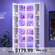 SEDETA® 70.9 Inch Bookcase with LED Lights Acrylic Transparent Display Cabinet with Glass Doors Curio Cabinet Adjustable Shelves
