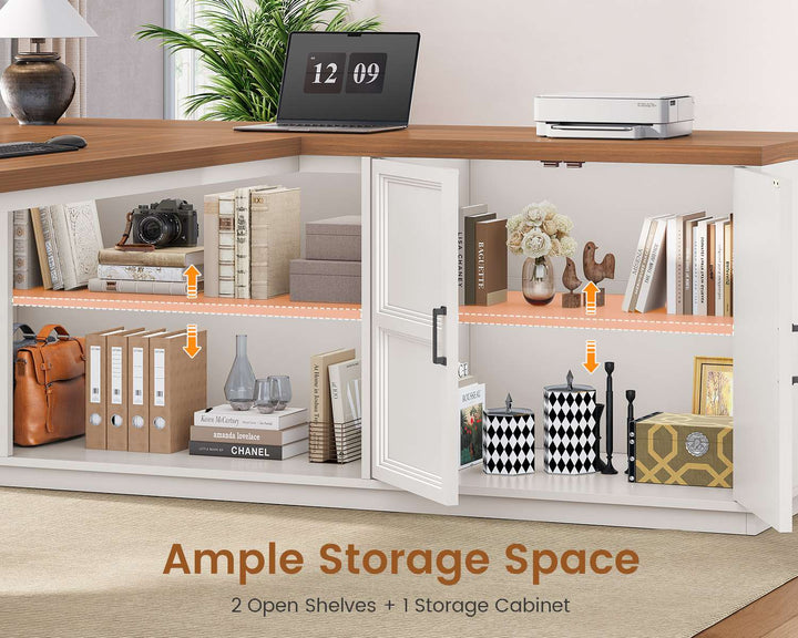 SEDETA® 78.7 Inch Corner Computer Desk L Shaped Executive Desk Modern Large Home Office Desk with Power Outlet CPU Stand Storage Cabinet 3 Drawers