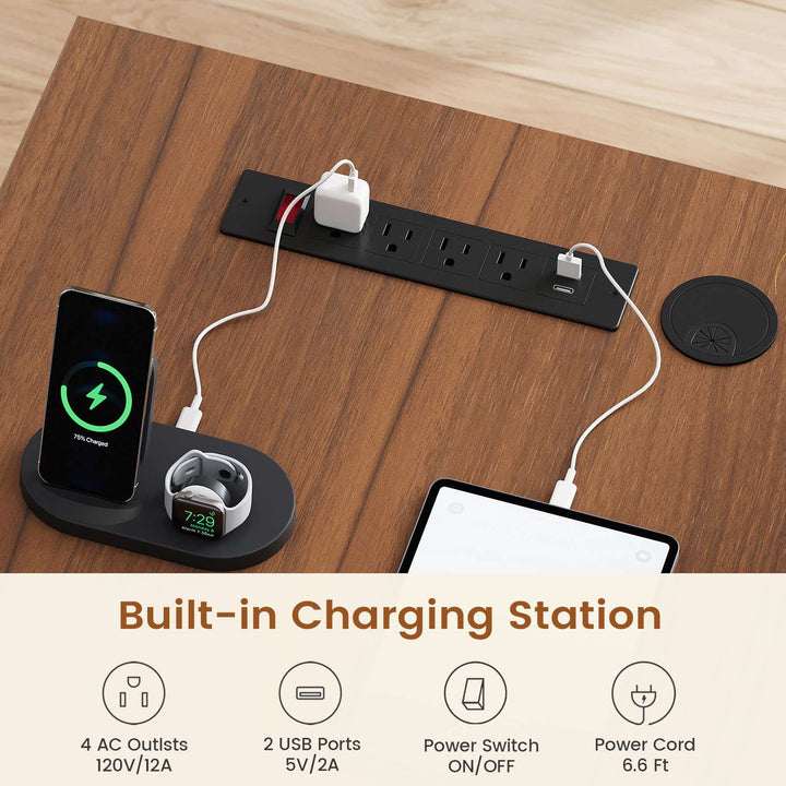 SEDETA® 78.7 Inch Corner Computer Desk L Shaped Executive Desk Modern Large Home Office Desk with Power Outlet CPU Stand Storage Cabinet 3 Drawers