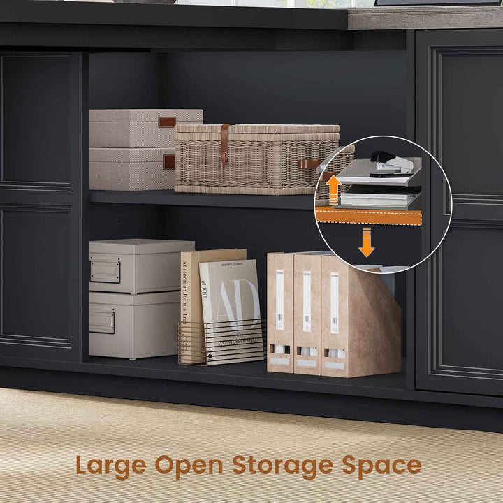 SEDETA® 78.7 Inch Corner Computer Desk L Shaped Executive Desk Modern Large Home Office Desk with Power Outlet CPU Stand Storage Cabinet 3 Drawers