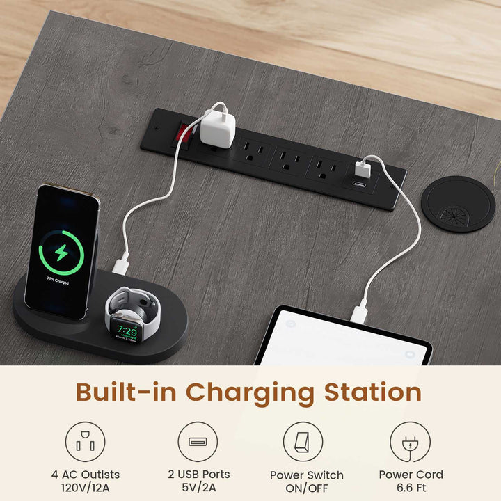 SEDETA® 78.7 Inch Corner Computer Desk L Shaped Executive Desk Modern Large Home Office Desk with Power Outlet CPU Stand Storage Cabinet 3 Drawers