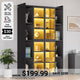 SEDETA 70.9 Inch Display Cabinet with Glass Doors 6 Tier Tall Bookcase with LED Lights Curio Cabinet with Adjustable Shelves