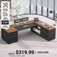 SEDETA 78.7 Inch L Shaped Executive Desk with 3 Drawers Modern Corner Computer Desk with Storage Cabinet Power Outlet Large Home Office Desk with CPU Stand
