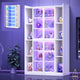 SEDETA® 70.9 Inch Bookcase with LED Lights Acrylic Transparent Display Cabinet with Glass Doors Curio Cabinet Adjustable Shelves