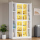 SEDETA® 70.9 Inch Bookcase with LED Lights Acrylic Transparent Display Cabinet with Glass Doors Curio Cabinet Adjustable Shelves