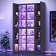 SEDETA® 70.9 Inch Bookcase with LED Lights Acrylic Transparent Display Cabinet with Glass Doors Curio Cabinet Adjustable Shelves