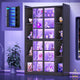 SEDETA® 70.9 Inch Bookcase with LED Lights Acrylic Transparent Display Cabinet with Glass Doors Curio Cabinet Adjustable Shelves