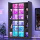SEDETA® 70.9 Inch Bookcase with LED Lights Acrylic Transparent Display Cabinet with Glass Doors Curio Cabinet Adjustable Shelves