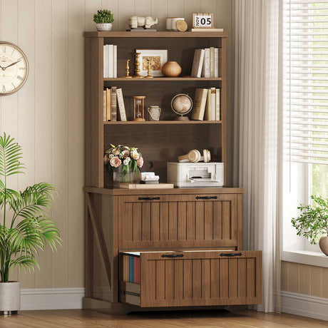 SEDETA | 31.5 Inch Farmhouse Lateral File Cabinets with 2 Drawers Storage Shelves Bookshelf Printer Stand fits Letter Legal A4 Size