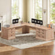 SEDETA | 78.7 Inch Corner Wood Computer Desk Farmhouse L Shaped Executive Desk with Power Outlet 6 Storage File Drawers