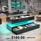 SEDETA 47.2 Inch Lift Top Coffee Table Coffee Tables with Storage for Living Room 2 Drawers Coffee Table with Power Outlet LED Light for Dining Reception Room