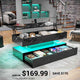 SEDETA | 47.2 Inch 2 Drawers Lift Top Coffee Table with LED Light Coffee Table with Power Outlet Coffee Tables with Storage for Living Room|