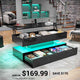 SEDETA | 47.2 Inch 2 Drawers Lift Top Coffee Table with LED Light Coffee Table with Power Outlet Coffee Tables with Storage for Living Room|
