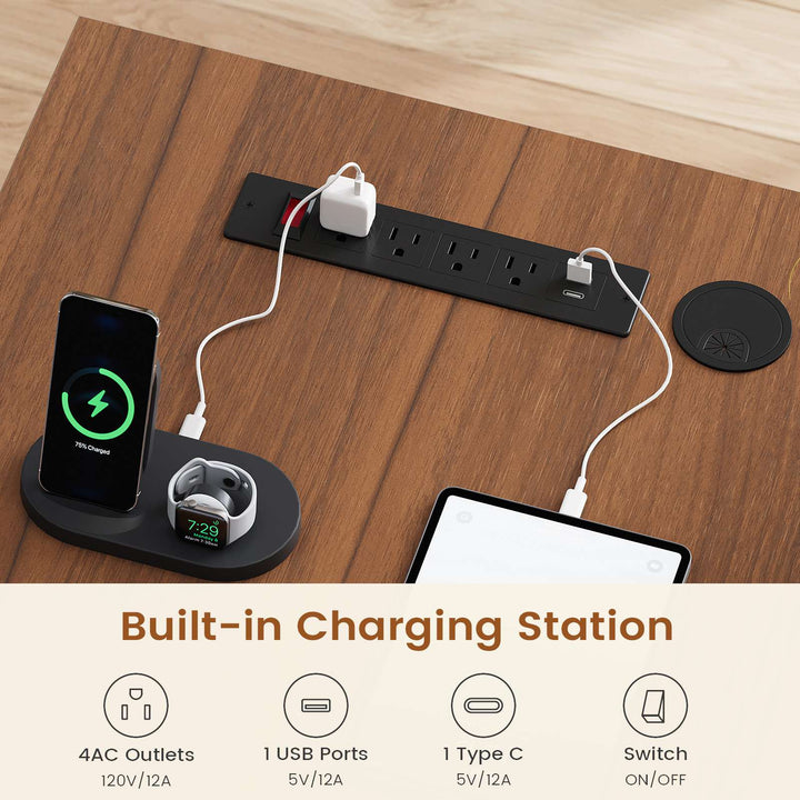 SEDETA® 78.7 Inch Corner Computer Desk L Shaped Executive Desk Modern Large Home Office Desk with Power Outlet CPU Stand Storage Cabinet 3 Drawers